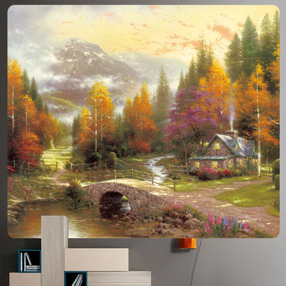 DecorBites™ Christmas Snow Forest Oil Painting Tapestry - Home Bohemian Wall Decoration