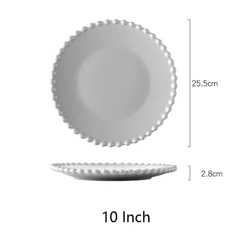 DecorBites™ Heart Shaped Pearl Dinner Plate Set - Elegant Porcelain Tableware for Salad, Soup, Steak