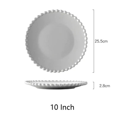 DecorBites™ Heart Shaped Pearl Dinner Plate Set - Elegant Porcelain Tableware for Salad, Soup, Steak