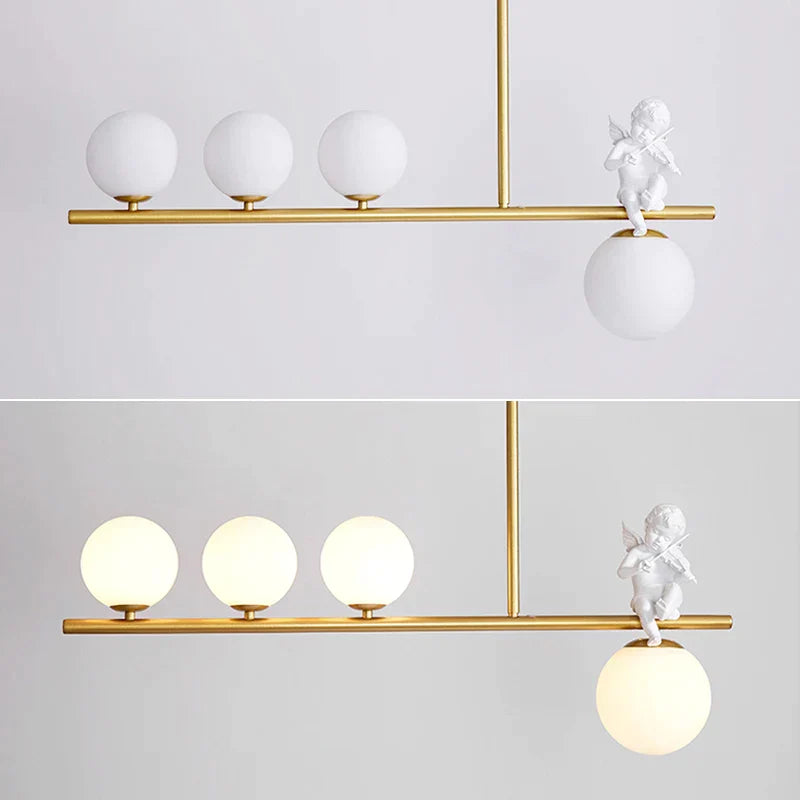 DecorBites™ Glass Bubble Pendant Light with LED lamp - Angel Candle Holder Statues