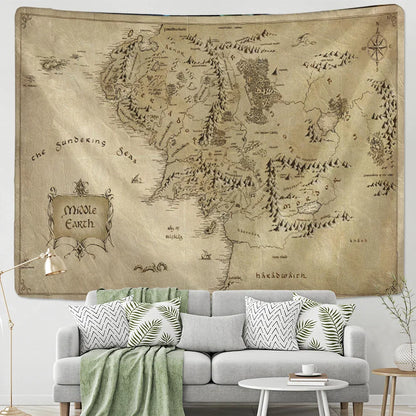 Decobites Antique Pirate Treasure Map Tapestry Wall Hanging Hippie Boho Decor