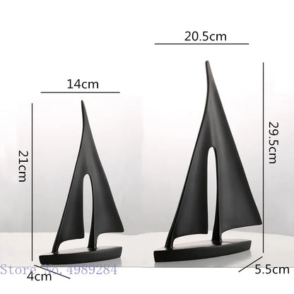 DecorBites™ Abstract Resin Sailboat Ferry Triangle Ornament - Golden Home Decor Craft