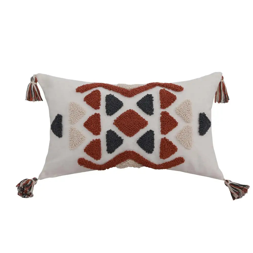 DecorBites™ Boho Style Embroidered Pillow Cover with Tassels for Living Room & Bedroom