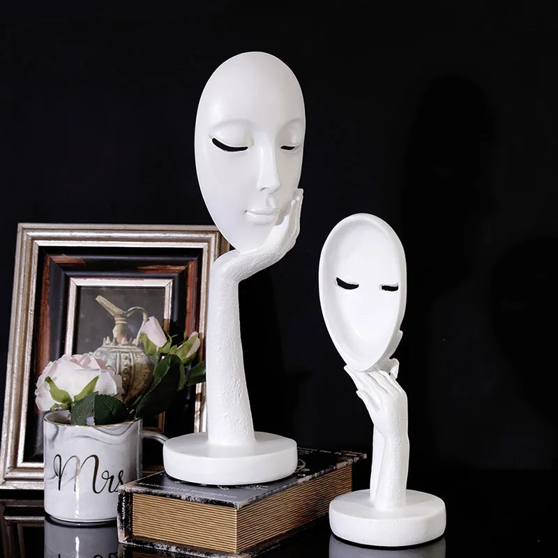 Decorbites™ Escultura de Arte Abstracta de Rostro Femenino en Resina, Adornos para la Decoración del Hogar