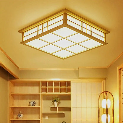 DecorBites™ Japanese Tatami Wood Ceiling Light LED, Dining Bedroom Study Room Lighting