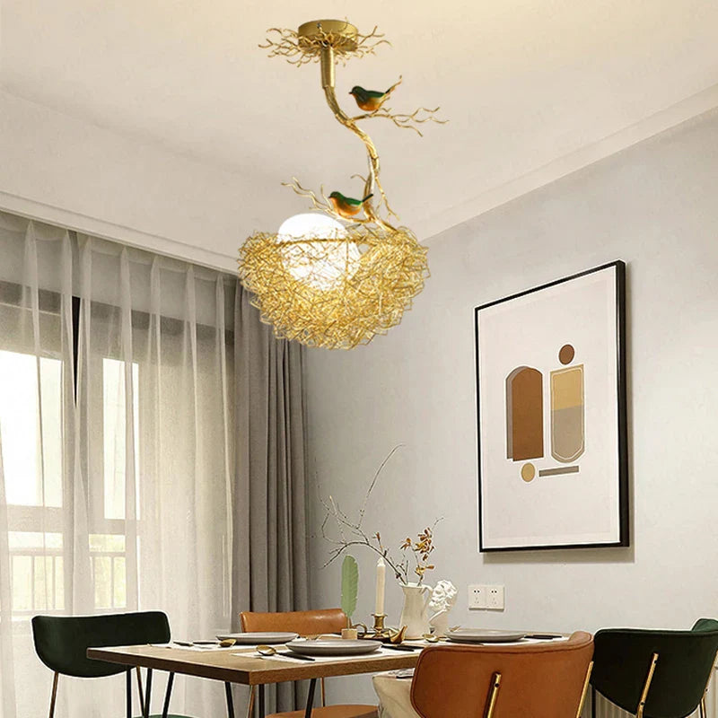 DecorBites™ Bird'S Nest Glass Pendant Lights - Modern Gold Design for Kitchen, Dining, Living Room