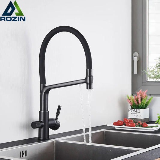 DecorBites™ Black Water Filter Kitchen Faucet Hot Cold Water Mixer Tap 4 Colors