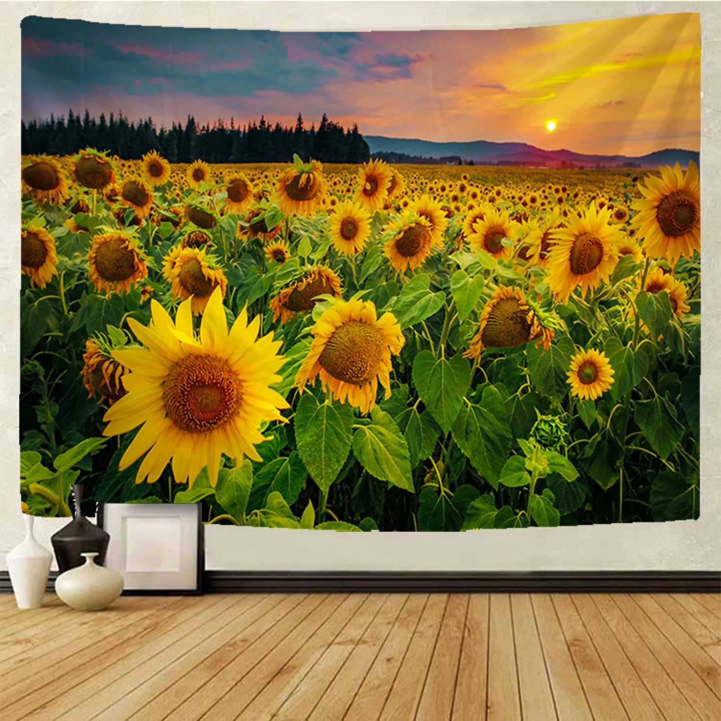 DecorBites™ Datura Hippie Bohemian Tapestry: Plant Home Decor Wall Hanging Yoga Mat Blanket