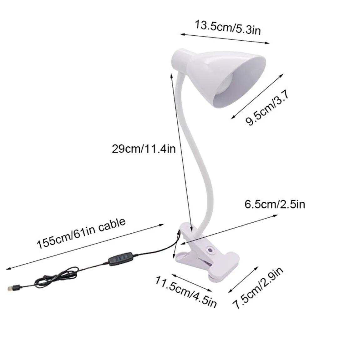 DecorBites™ 5W USB Night Light LED Clip Lamp, Dimmable, 3 Color Modes, 10 Brightness Settings