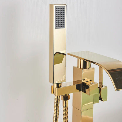 DecorBites™ Gold Freestanding Bathtub Faucet with Handshower