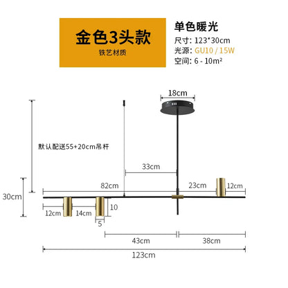 DecorBites™ Designer Black Long Chandelier Lights for Modern Minimalist Dining Room