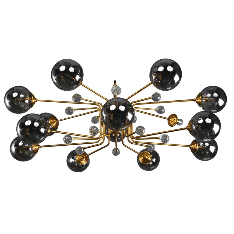 DecorBites™ Gold Glass Ball Chandelier LED Lighting for Living Room, Kitchen, Bedroom