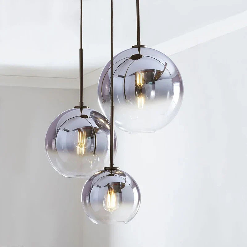 Gradient Glass Ball Chandelier Set Of 3 Gold