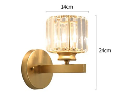 DecorBites™ Crystal Sconce Light Gold Black Metal Glass Lampshade Wall Fixture