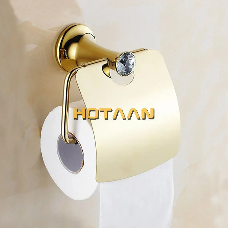 Conjunto de Herrajes de Baño Decorbites™ Oro: Perchero para Toallas, Soporte para Papel Higiénico, Barra para Toallas, Gancho