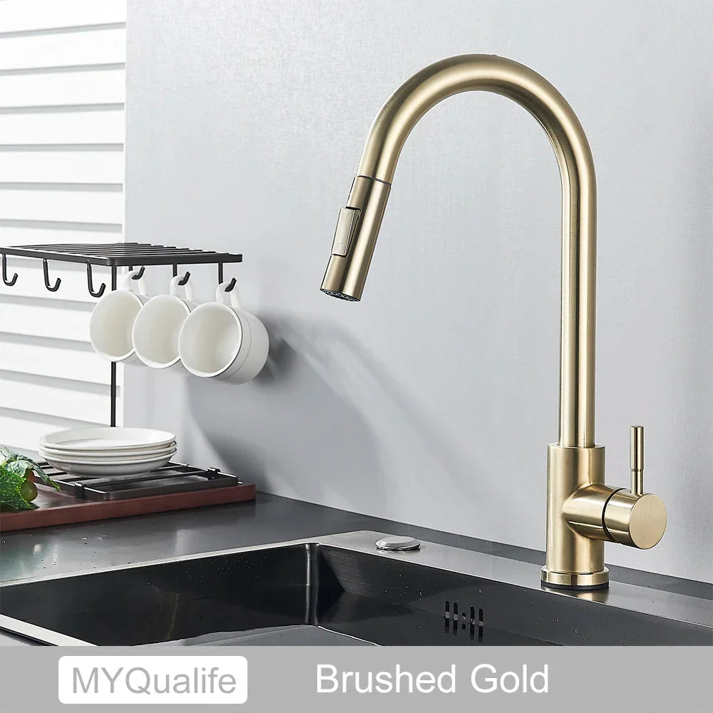 Grifo de Oro Decorbites™ con Control de Sensor Táctil para una Experiencia de Mezclador Sensible