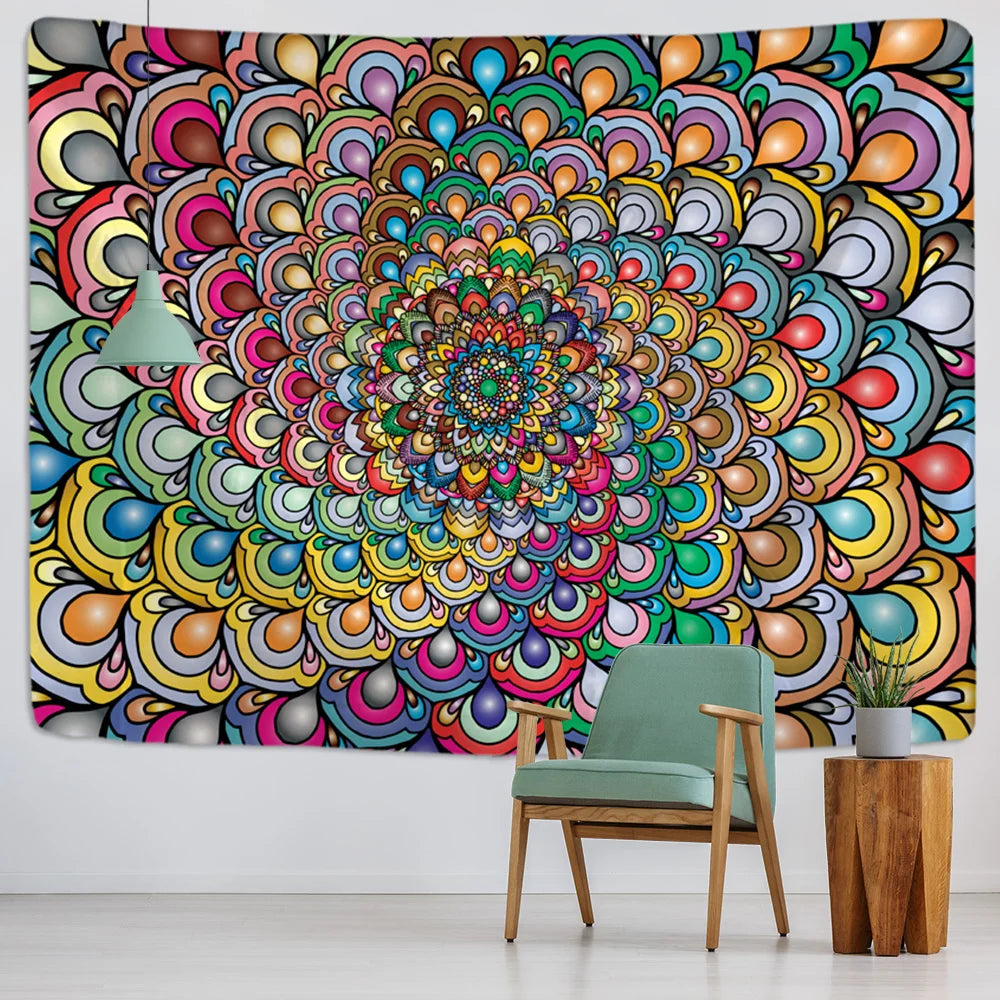 Decobites Psychedelic Mandala Tapestry Wall Hanging Beach Mat Home Decor