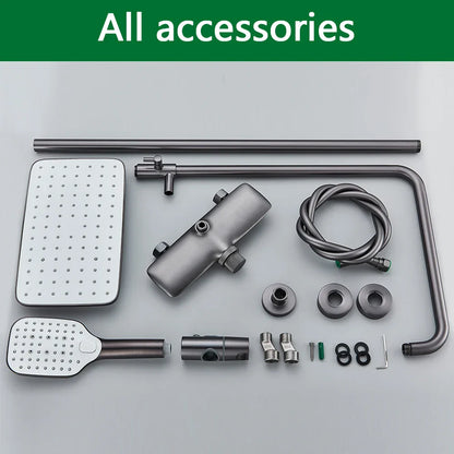 DecorBites™ Black Gray Wall Mounted Shower System Set with Bathtub Faucet