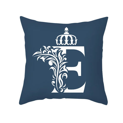 DecorBites™ Blue Letter Pillowcase Solid Color Fleece Sofa Cushion, 45x45CM