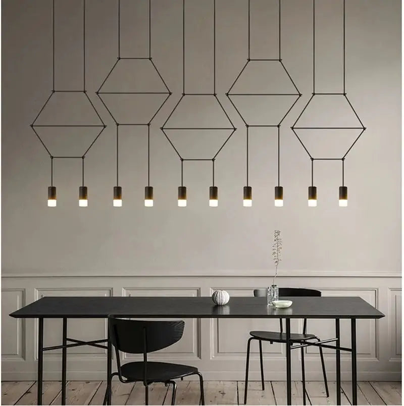 DecorBites™ Black LED Linear Chandelier for Dining Room, Lobby, and Home