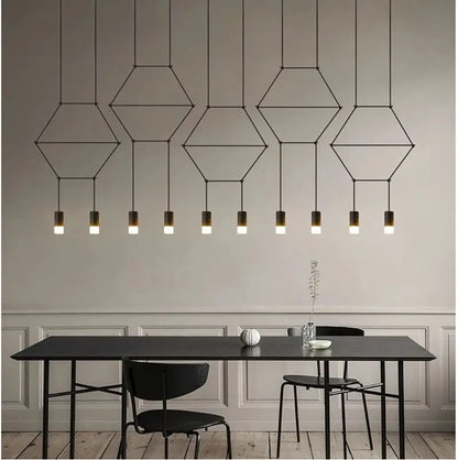 DecorBites™ Black LED Linear Chandelier for Dining Room, Lobby, and Home