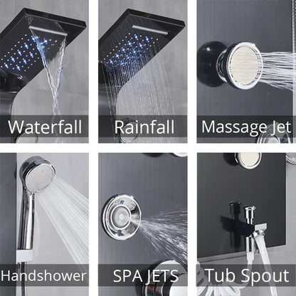 DecorBites™ LED Rainfall Shower Panel System with Temperature Screen