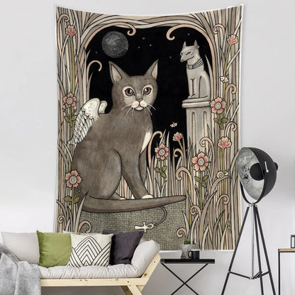 Decobites Black Cat Tarot Tapestry: Psychedelic Hippie Wall Hanging Room Decor