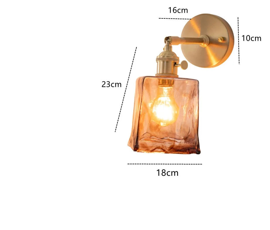 DecorBites™ Amber Glass Wall Lamp Switch, Modern Copper LED Light for Home, Bedroom, Living Room