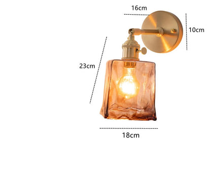 DecorBites™ Amber Glass Wall Lamp Switch, Modern Copper LED Light for Home, Bedroom, Living Room
