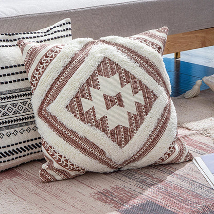 DecorBites™ Boho Style Cotton Woven Cushion Cover in Coffee Black, 45x45cm/30x50cm