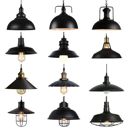 DecorBites™ Iron Pendant Light Vintage Loft Bar Lighting Nordic Handing Lampshade