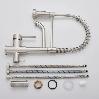 Decorbites™ Bürstennickel Küchenarmatur mit Drehschenkel und Filter-Wasserhahn