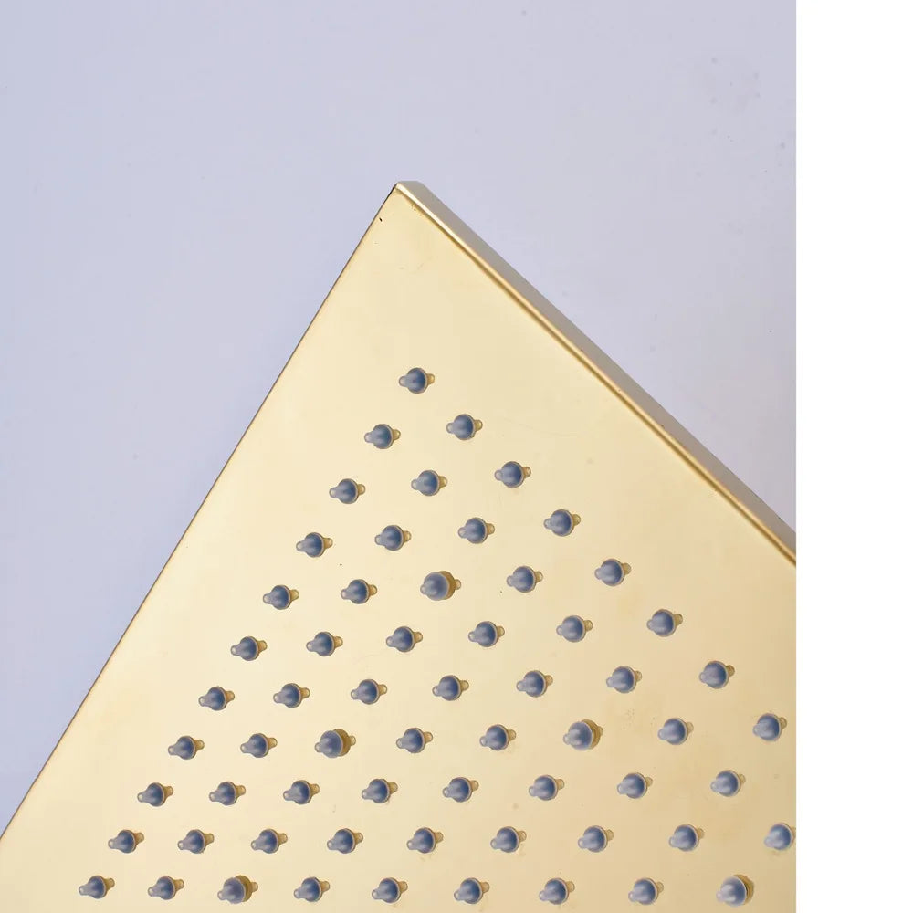 DecorBites™ Gold LED Square Rainfall Shower Head for Bathroom Faucet - Top Sprayer