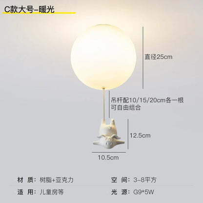 DecorBites™ Flying Pig Resin LED Ceiling Light Kids Bedroom Lamp Deco Fixtures