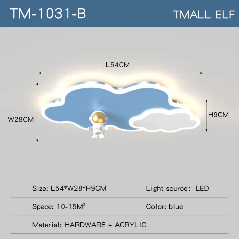 ديكوربايتس™ مصباح سقف بتصميم الفضاء للأطفال - تصميم رائد فضاء وطائرة لغرفة النوم