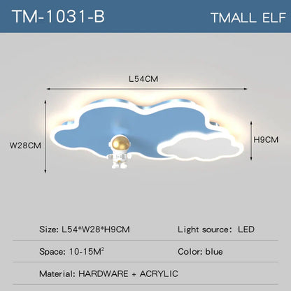 ديكوربايتس™ مصباح سقف بتصميم الفضاء للأطفال - تصميم رائد فضاء وطائرة لغرفة النوم