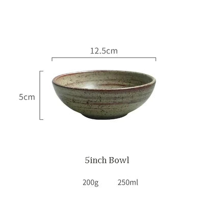 DecorBites™ Japanese Style Handmade Stoneware Dinnerware Set - Round Plates and Bowls