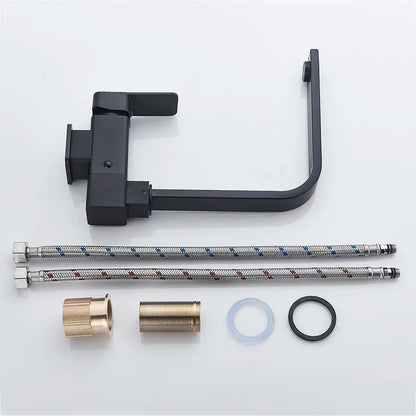 صنبور مطبخ دوار أسود من ديكوربايتس™ | صنبور خلاط بمقبض واحد قابل للطي