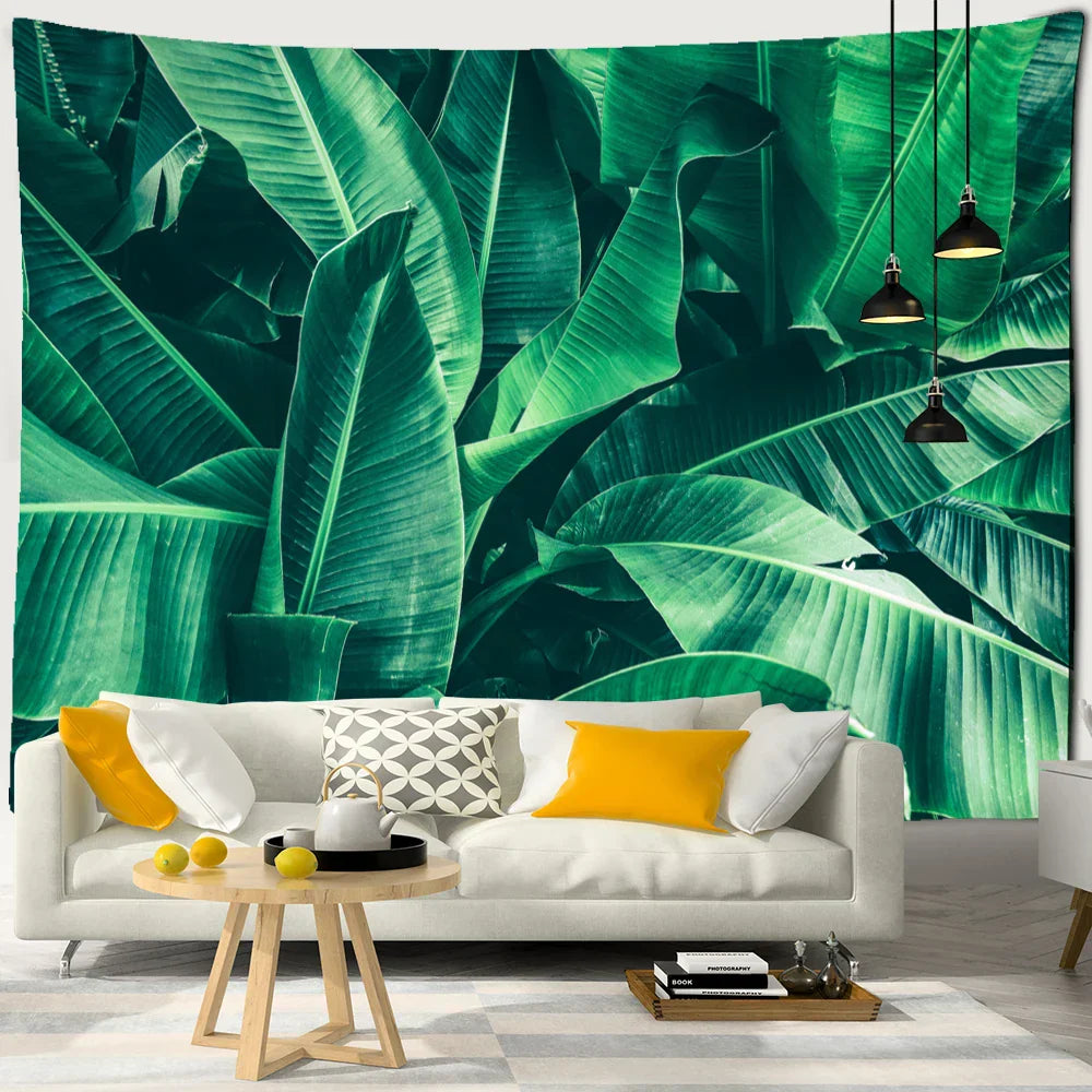 Decobites Palm Tree Leaf Tapestry Wall Hanging: Tropical Boho Witchcraft Hippie Home Decor