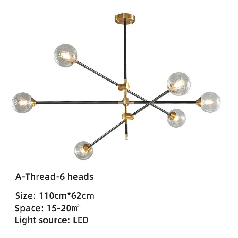 ثريا كرة زجاجية هندسية من DecorBites™: مصابيح LED معلقة بتصميم عصري لديكور أنيق