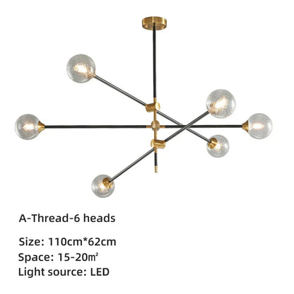 ثريا كرة زجاجية هندسية من DecorBites™: مصابيح LED معلقة بتصميم عصري لديكور أنيق