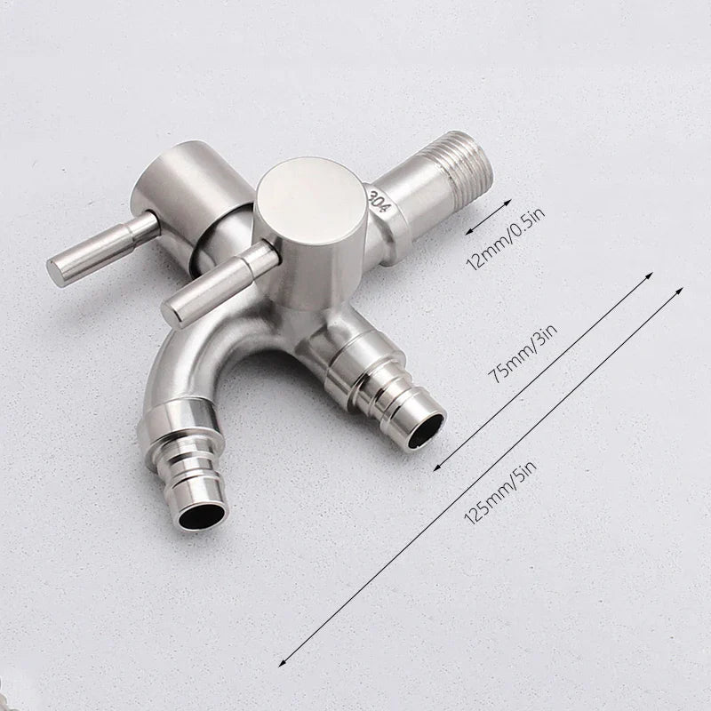 DecorBites™ Dual-Outlet Stainless Steel Faucet for Outdoor Garden Sink and Washing Machine