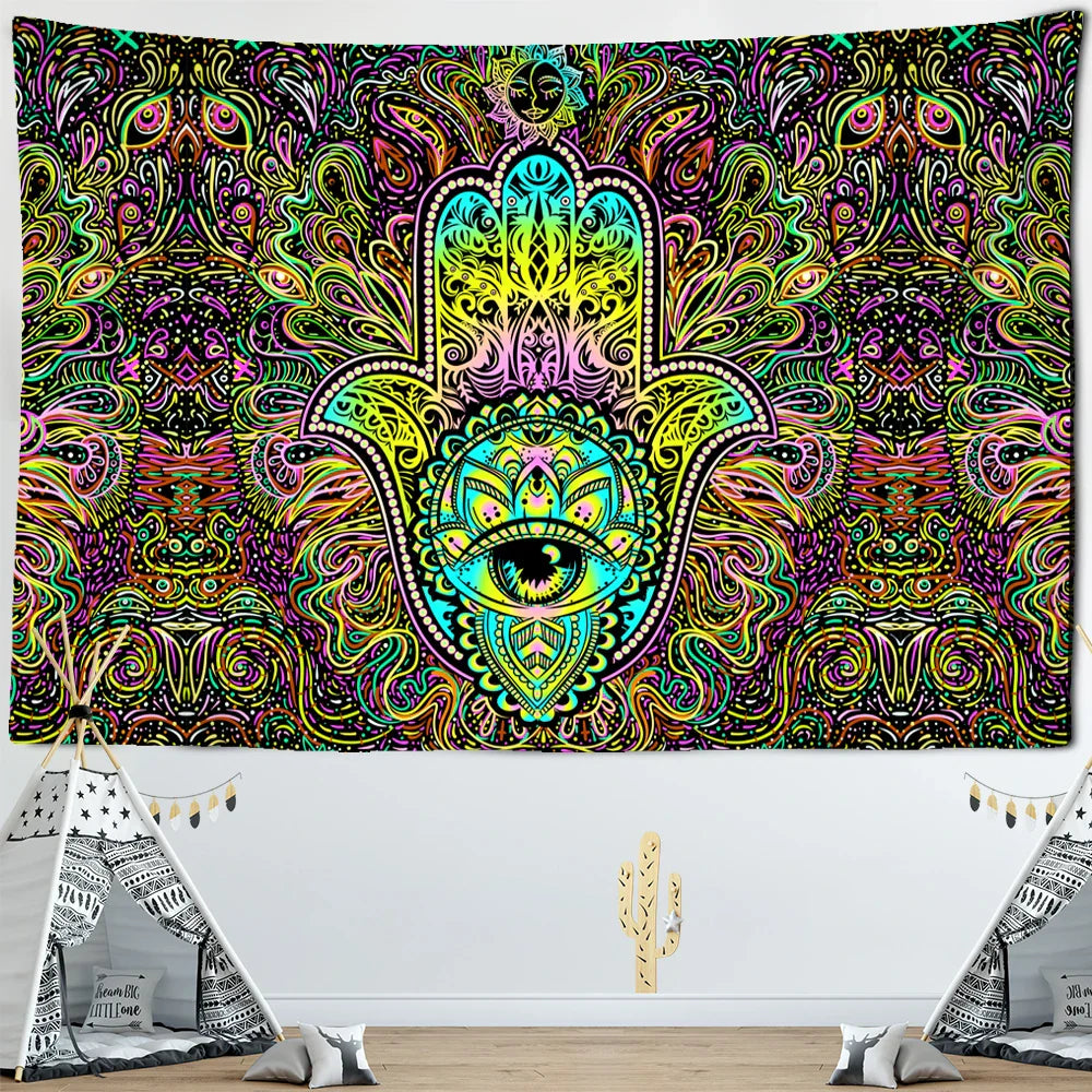 Decobites Psychedelic Sun Eyes Tapestry Wall Hanging for Colorful Living Room Decor