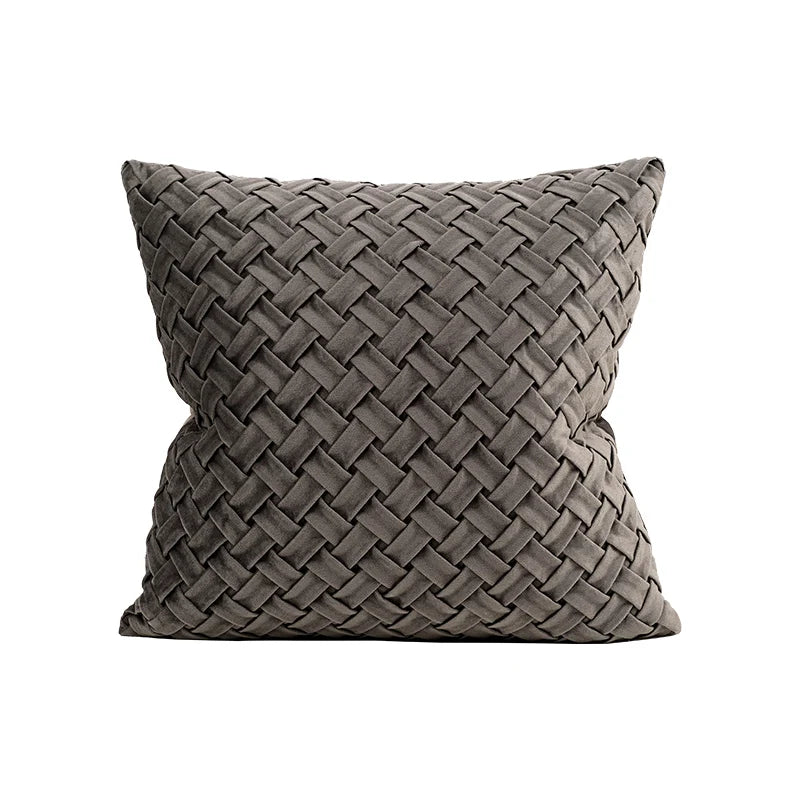 Funda de Cojín con Bordado en Parche de Cuero Decorbites™: Estuche de Almohada de Lujo Moderno para Sofá