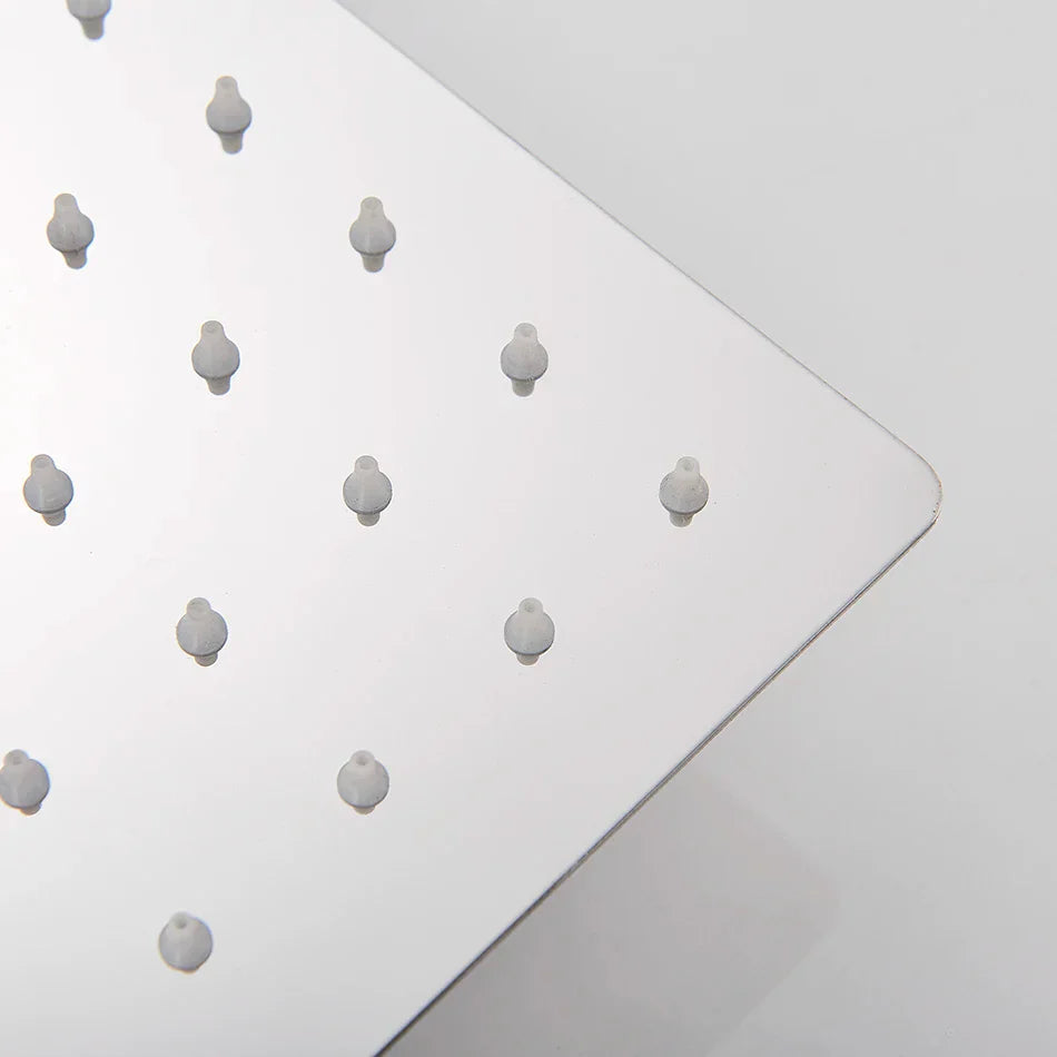 Cabezal de ducha cuadrado de lujo cromado DecorBites™ de 20 pulgadas, ultrafino, de acero inoxidable, tipo lluvia.