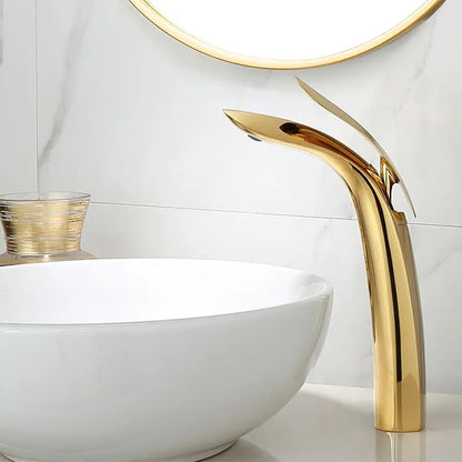 DecorBites™ Gold Brass Basin Faucet | Single Handle Mixer Tap for Bathroom Sink