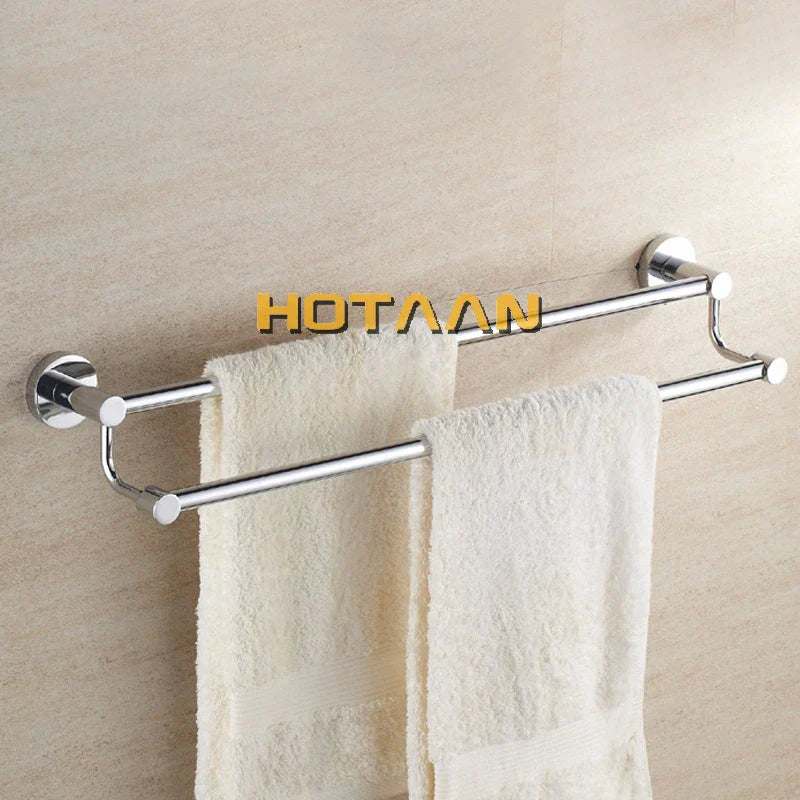DecorBites™ Double Towel Bar 60cm - Chrome Finish Stainless Steel Bathroom Accessory