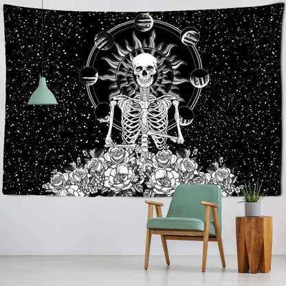 Decobites Wall Tapestry Hanging Decor Witchcraft Hippie Astrology Sun Moon Skull