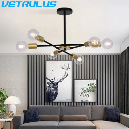 DecorBites™ Iron Sputnik Chandelier: Modern Nordic Design Ceiling Light for Living Dining Room
