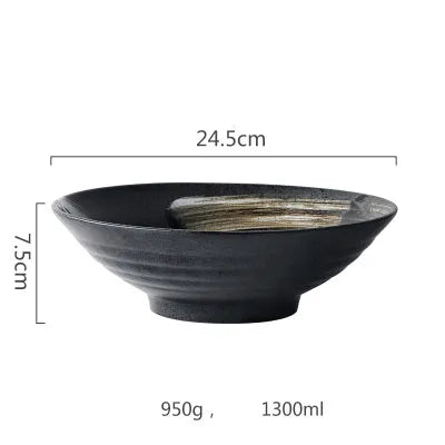 DecorBites™ Black Ceramic Sushi Plate and Rice Bowl Set